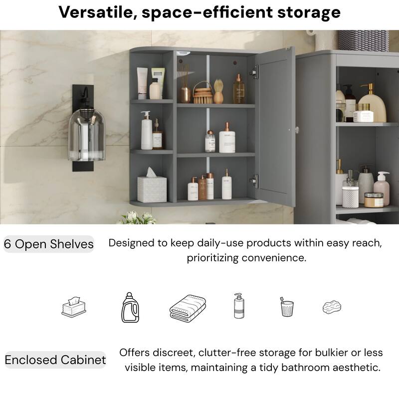 Christopher Knight Home - Modern Wall Mounted Medicine Cabinet with Mirror and Adjustable Shelves