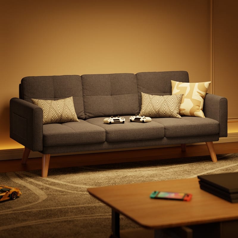 3 Seater Upholstered Living Room Sleeper Sofa, Recliner Sofa Bed with Backrest