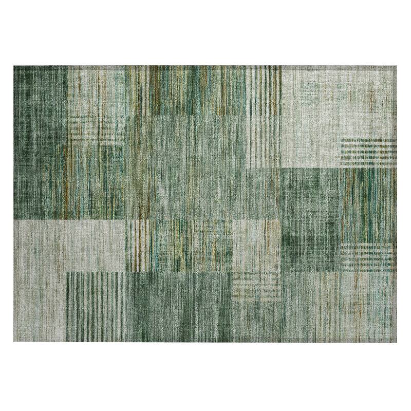 Machine Washable Indoor/Outdoor Contemporary Geo Chantille Rug