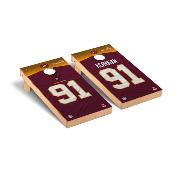 slide 2 of 5, The Washington Football Team NFL Cornhole Board Set - Ryan Kerrigan 91 NFLPA Version