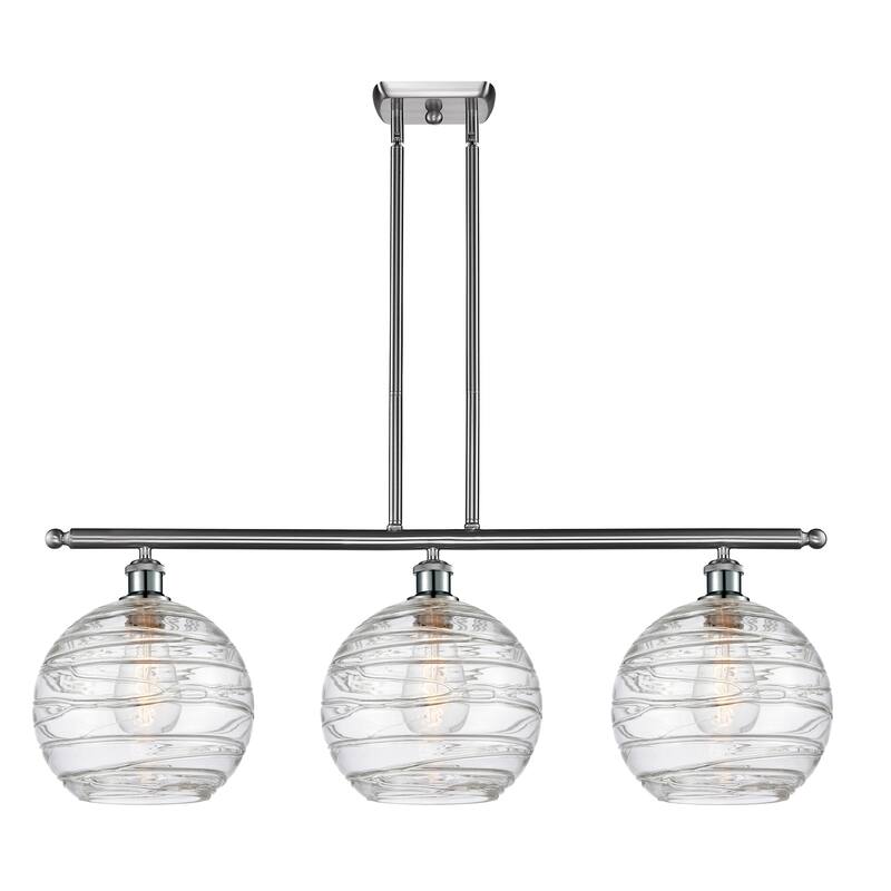 Innovations Lighting Athens Deco Swirl 3 Light 37" Stem Hung Island Light - Brushed Satin Nickel