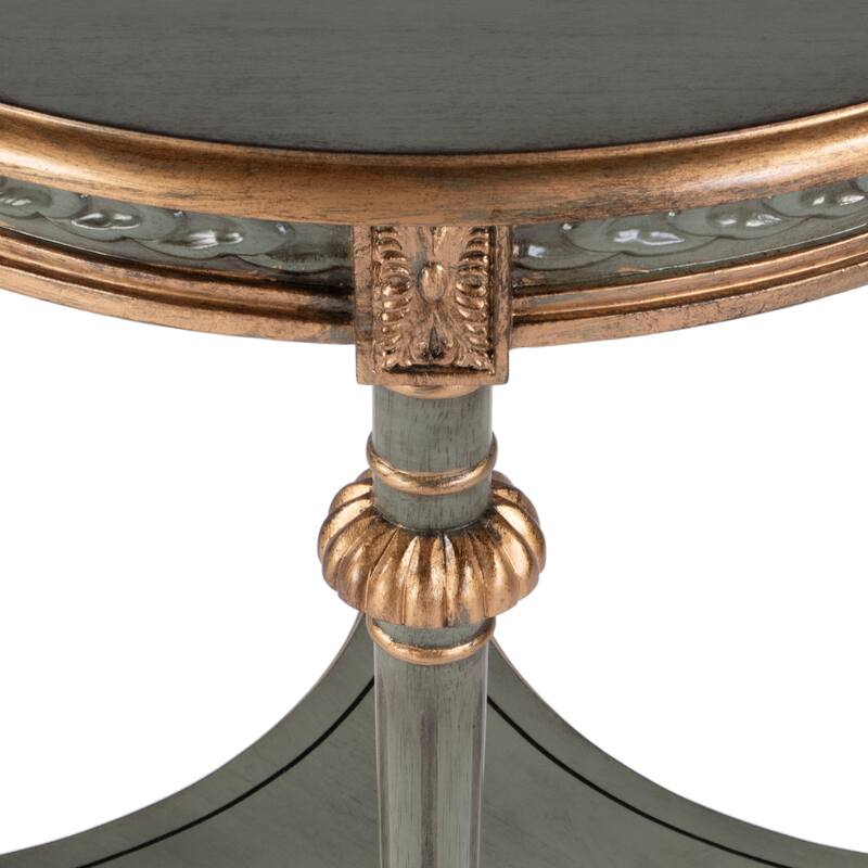 Hellinger 24 in. W Round Wood Tall End Table with Open Shelf