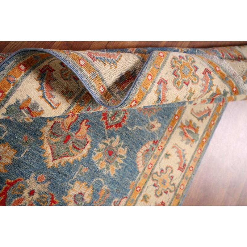 Blue Kazak Oriental Accent Rug Handmade Floral Wool Carpet - 3'3" x 4'11"