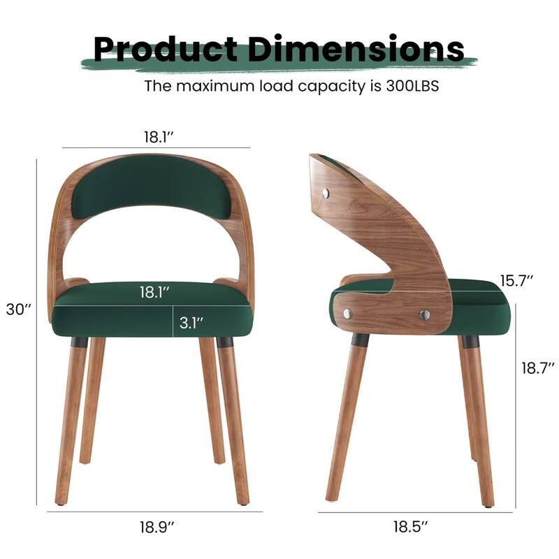 Modern Upholstered Dining Chairs with Curved Backrest (Set of 2)