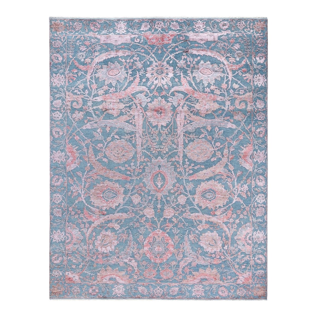 Ikat One-of-a-Kind Hand-Knotted Area Rug, Blue - 8' 1" x 10' 4"