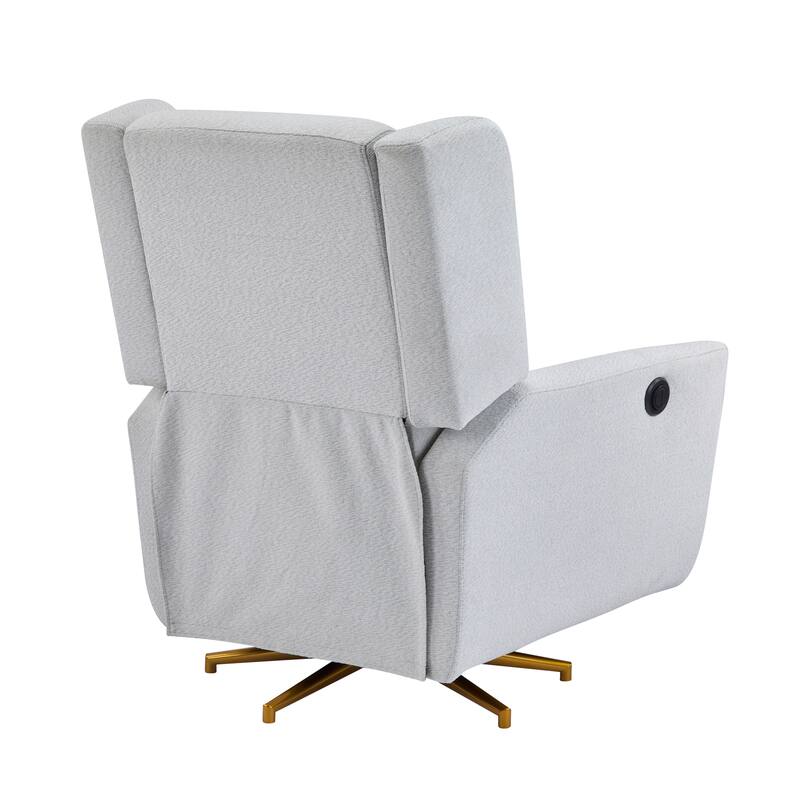 Roomfitters Power Swivel Recliner Chair, Upholstered 360° Swivel Power Recliner with Gold 5-Star Base