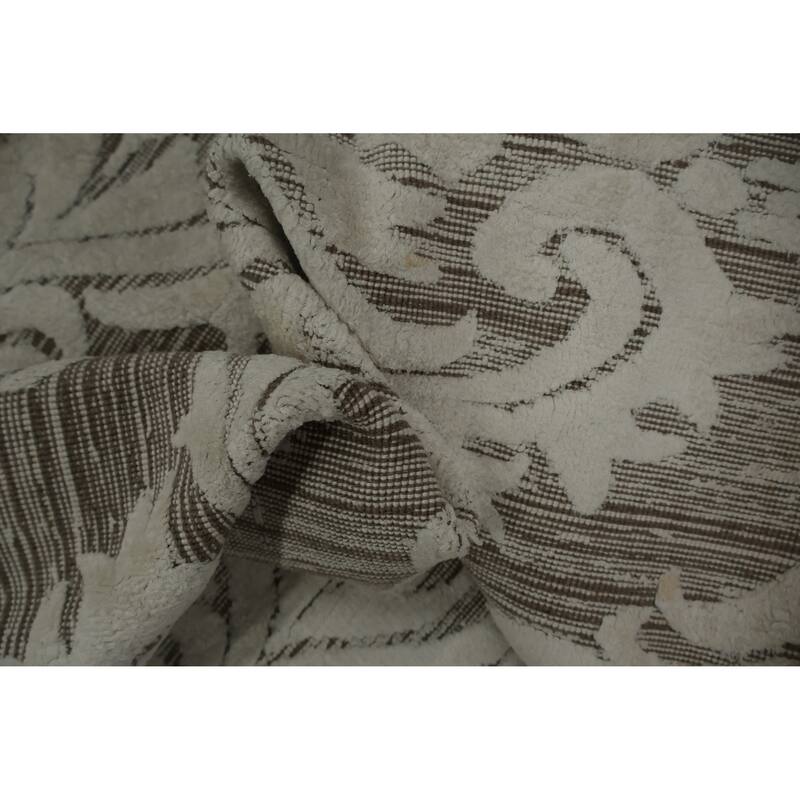 Hand Knotted Oriental 100% Wool Carpet Modern Damask Beige & Ivories Contemporary Area Rug - 8' 0'' X 5' 0''