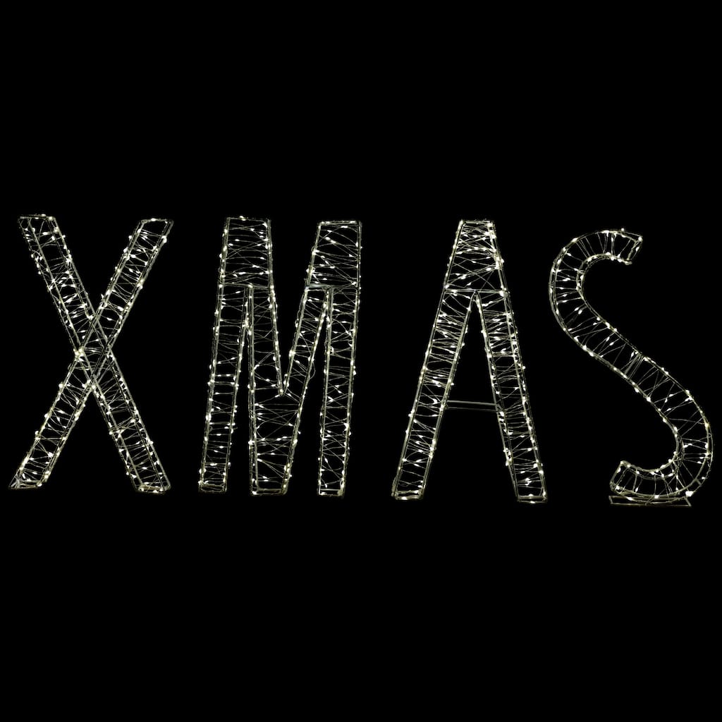 LED Lighted Wire XMAS Outdoor Christmas Sign Decoration - 15.5" - Warm White Lights