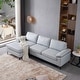preview thumbnail 14 of 56, OVIOS Mid-Century SUEDE Leather Chaise Reversible Sofa