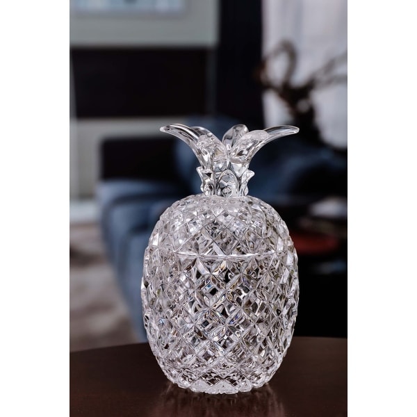 Set of 4 Clear Diamond Cut Pineapple Jars 6" - N/A