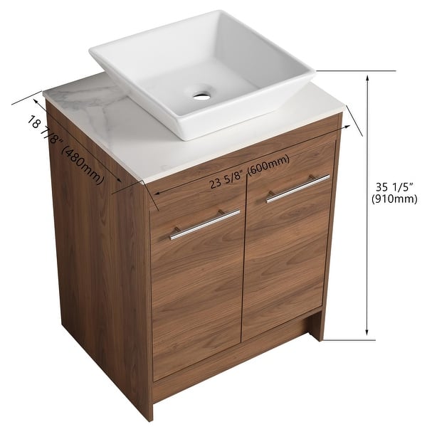 dimension image slide 3 of 16, ARTCHIRLY 24/36/48/60 Inch Bathroom Vanity with Sink, Freestanding Bathroom Vanity with Soft Close Door and Shelf