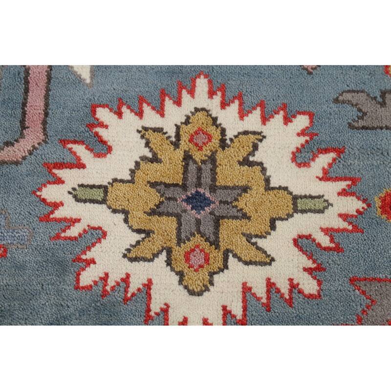 Blue Oushak Indian Area Rug Hand-Knotted Wool Carpet - 8'0"x 9'9"