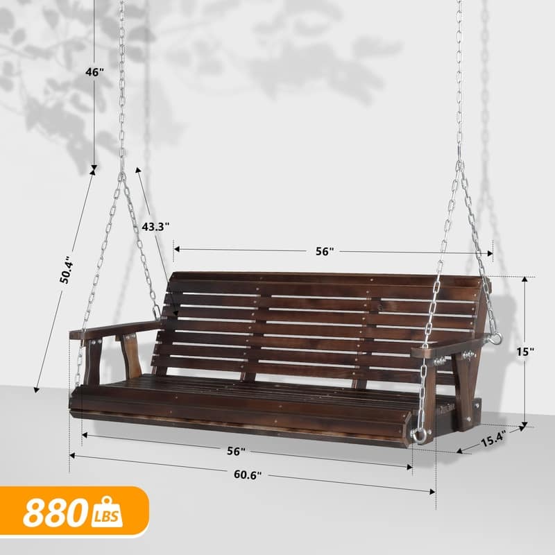 3-person Wood Porch Swing - Tan