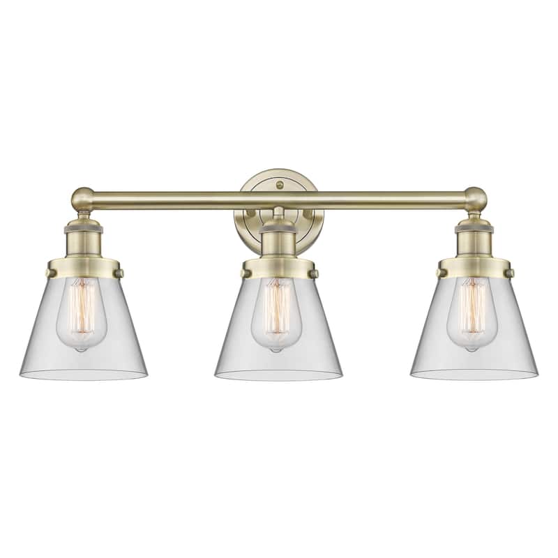 Innovations Lighting 616-3W-10-25 Cone Vanity Cone 3 Light 25" Wide - Antique Brass / Clear