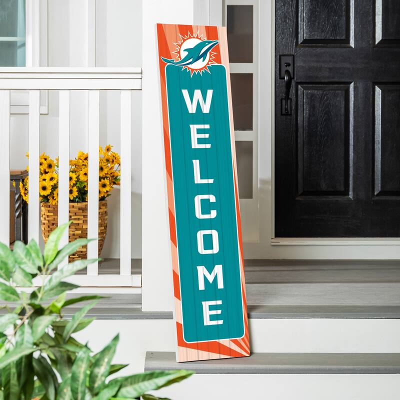 47" Porch Leaner Welcome Wall Sign, Miami Dolphins - Green