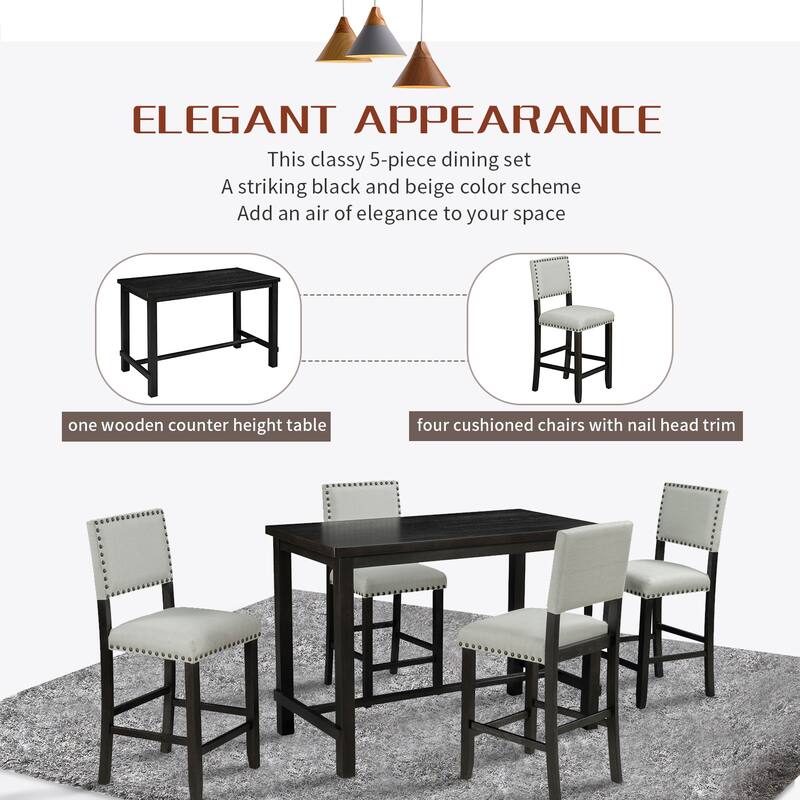 Small Apartment Dining Table and Chair Sets Kitchen Dining Table and Chair Sets with Nailhead Trim Chairs for Dining Room