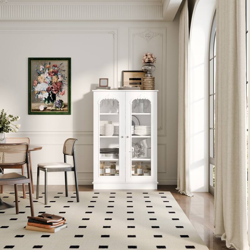 Modern Kitchen Pantry Cabinet Freestanding Storage Cabinet White Brown