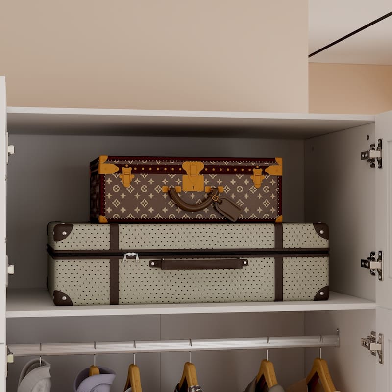 Modern White Wardrobe Closet with Mirror - Multi-Functional Bedroom Storage Cabinet