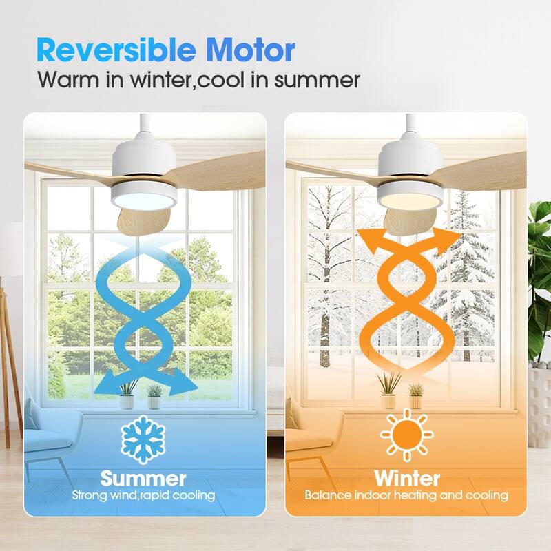 MLiAN 42 in 3 ABS Blades Indoor and Outdoor Ceiling Fan with Integrated LED and Remote Downrod