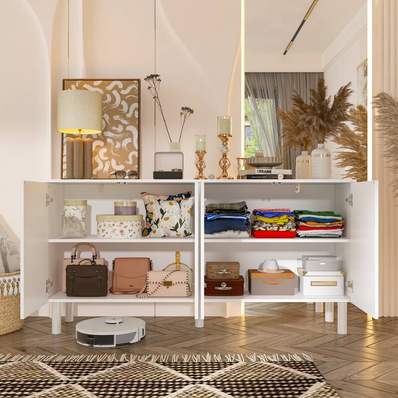 White Sideboard Bookcase Kitchen Cabinet Buffet Credenza End Table Whie/Black