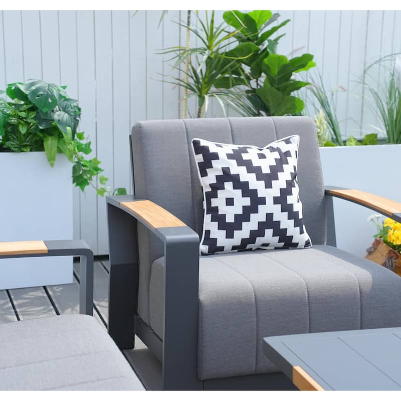 Outdoor Indoor Aluminum Patio Sofa with Coffee Table Collection ,Grey(You can choose one set or a single piece)