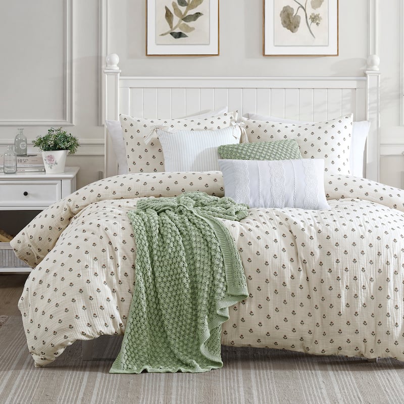 Peri Home Block Print Gauze Comforter Set - Queen