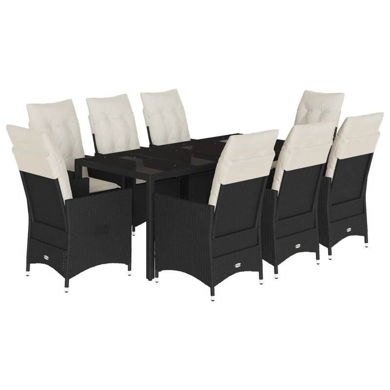 vidaXL Garden Dining Set Black PE Rattan 6-seater Adjustable Armrests - 23.2 x 22.0 x 36.2 in