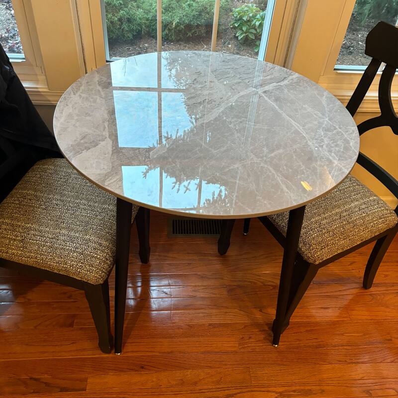 Metal Frame 4 Legs Round Dining Table Heavy Duty Sintered Stone Top - 31.5" - Italian grey