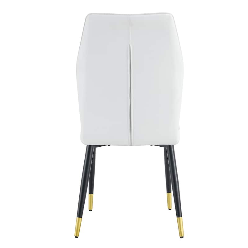 8 Modern Dining Chairs With Stylish Pu Patterned Backrest And Black Metal Legs For Kitchen, Bedroom And Office