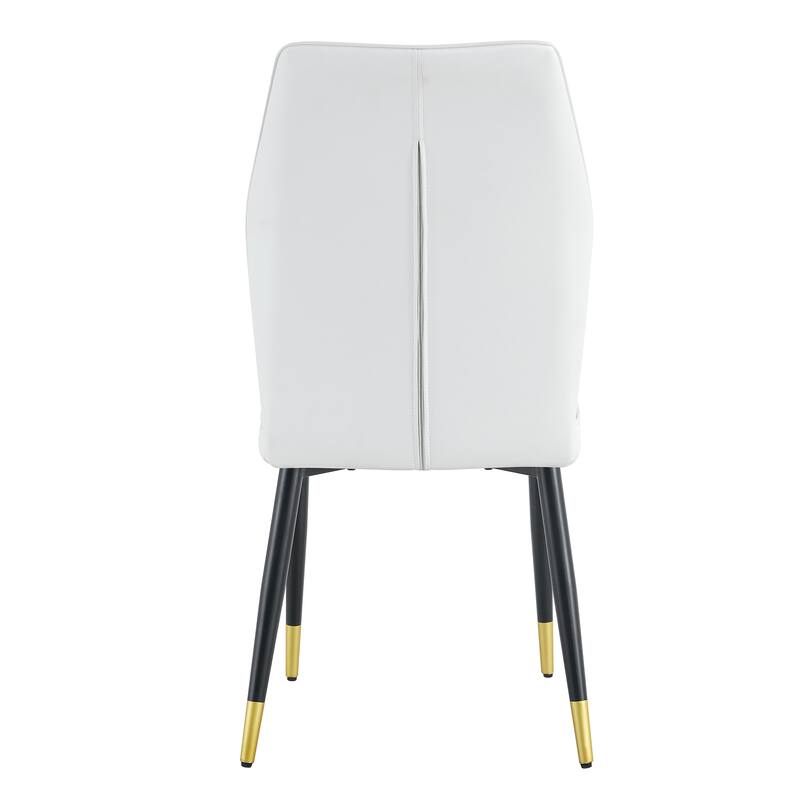 Roomfitters PU Dining Chairs with Patterned Backrest and Black Metal Legs, Upholstered Modern Set of 8 for Dining