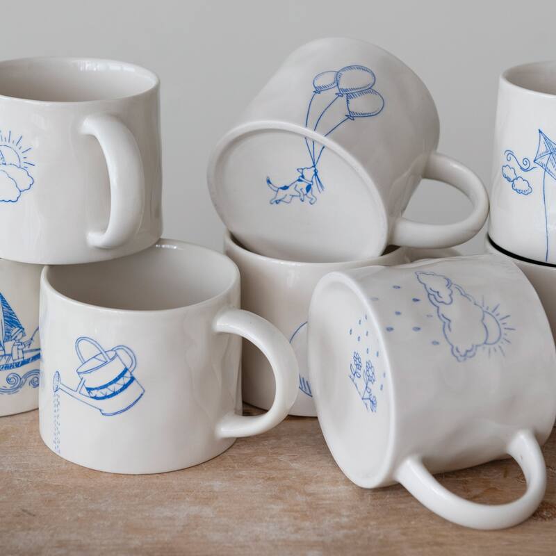Stoneware Mug with Wax Relief Illustration and Secret Image on Bottom - 5.9"L x 4.3"W x 3.5"H