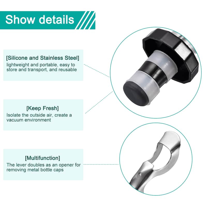Wine Stoppers, 6Pcs 16mm/0.63" Silicone Bottle Stopper for Beer - White Black