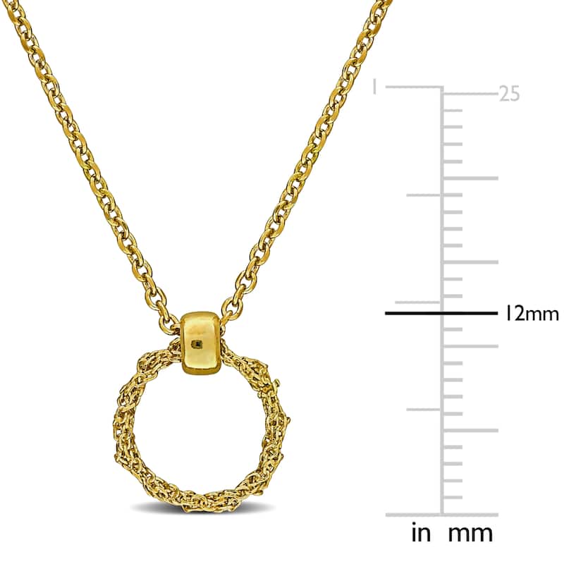Miadora 1mm Diamond Cut Curb Chain 10.5mm Circle Necklace in Sterling Silver