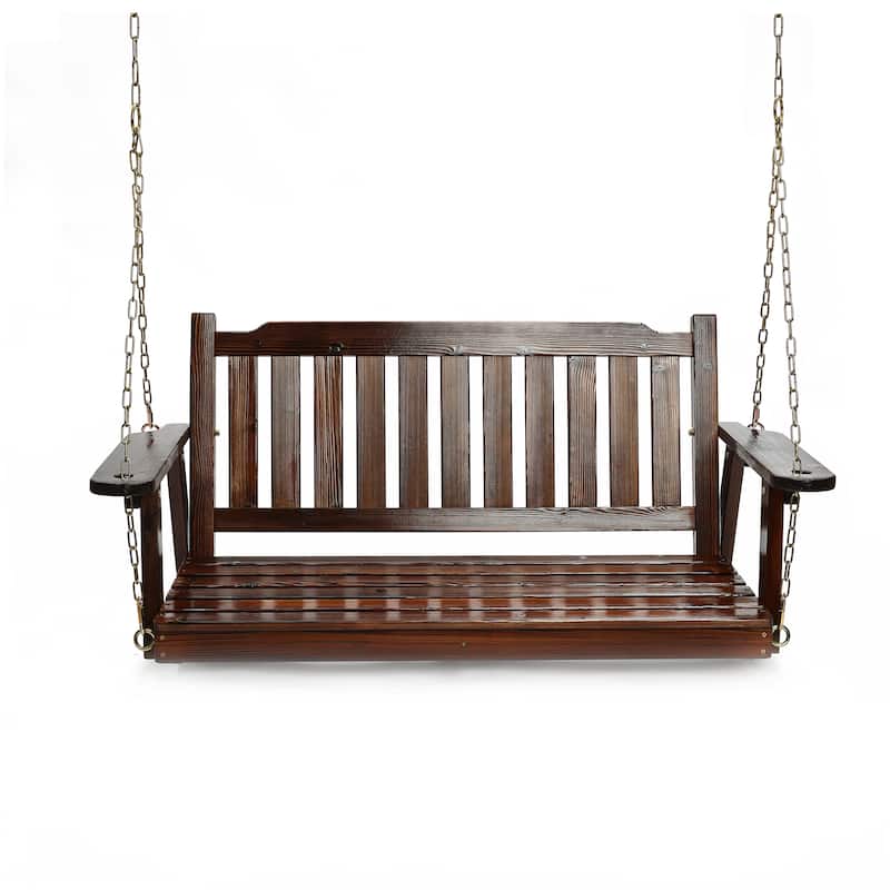 2 Person Torch Wood High Quality Front Porch Swing with Chains, Holds Up to 500 Lbs