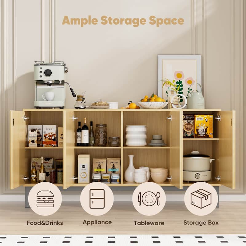 Pocassy Wood Coffee Bar Cabinet with Adjustable Shelf for Kitchen