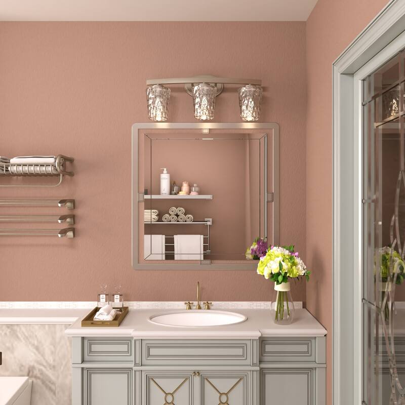 Modern Industrial 3-light Modern Bathroom Vanity Light with Art Glass