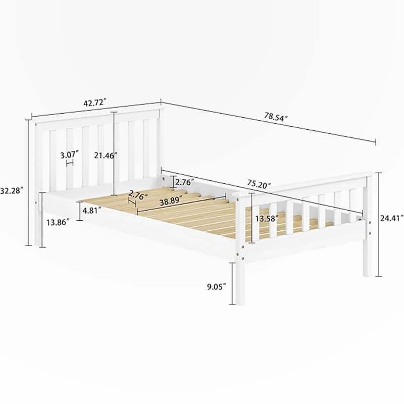 Twin Wooden Platform Bed with Corner