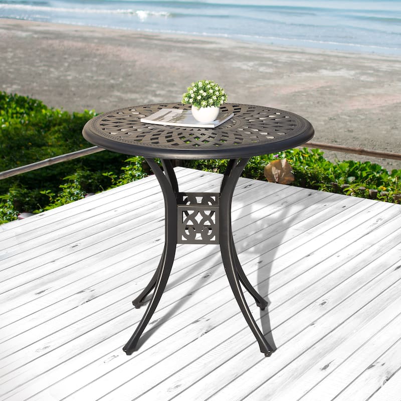 Outdoor 31'' Round Cast Aluminum Bistro Table with 1.97'' Umbrella Hole