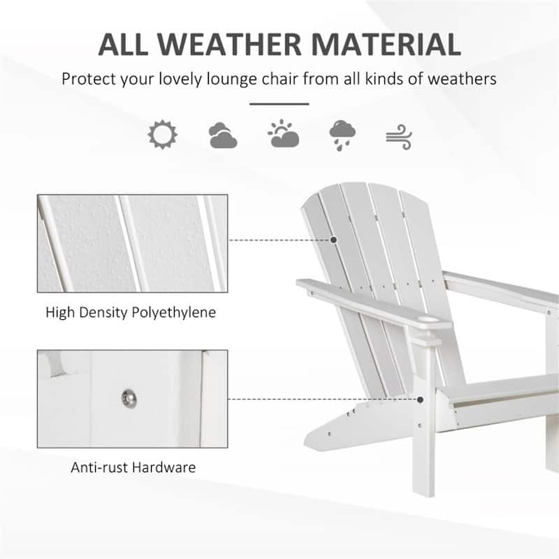 Reclining Adirondack Chair with Wide Armrests and Slatted Design for Outdoor Spaces - 29.5" W x 34.25" D x 35.5" H