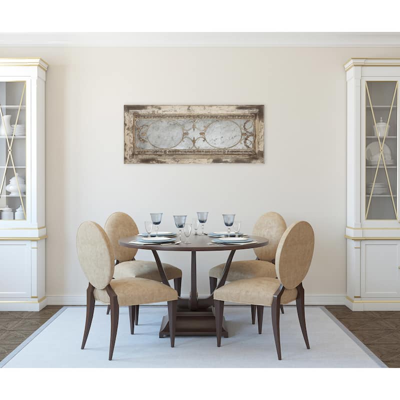Wood Framed Wall Mirror with Metal Accents and Heavily Distressed Finish, Silver