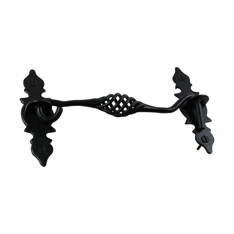 Black Wrought Iron Birdcage Cabin Hook Eye Latches 6.5" L Privacy Hook Latches Pack of 10 Renovators Supply