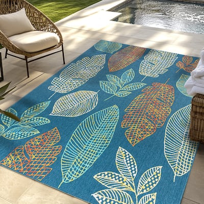 Gertmenian Ziesta Modern Bold Fruit Floral Multicolored UV Protected Polypropylene Flatweave Indoor/ Outdoor Area Rug Collection