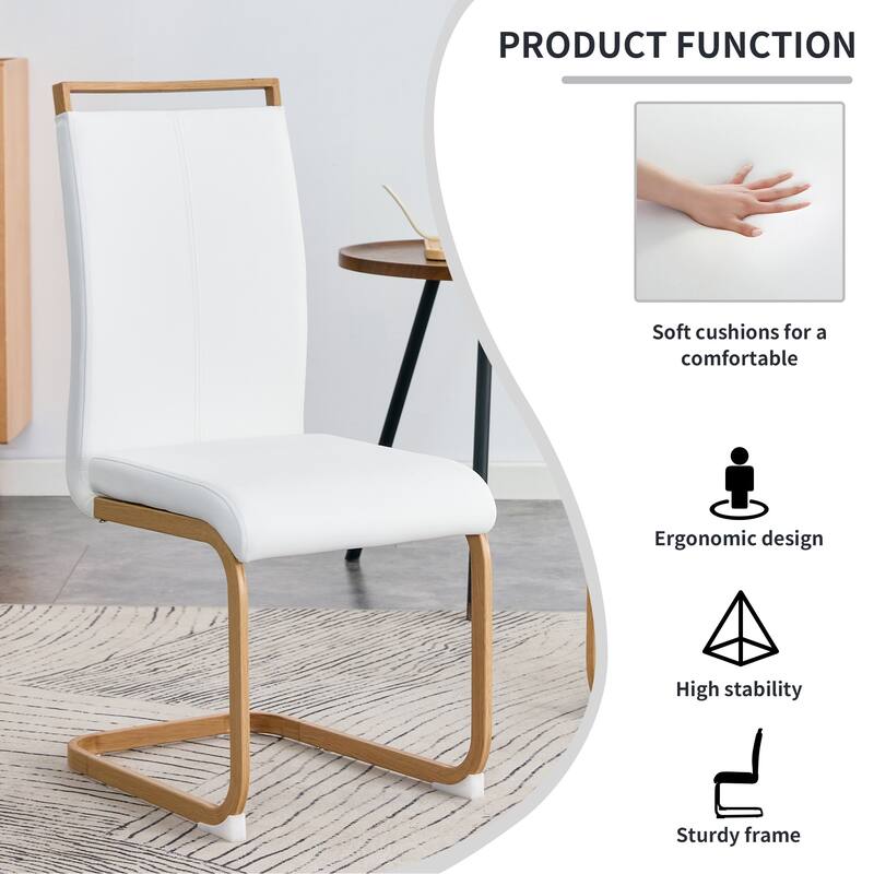 Modern Dining Chair Set of 4, High Back Upholstered Side Chair with C-Shaped Tube Metal Legs Office Chair, Club Guest Chair