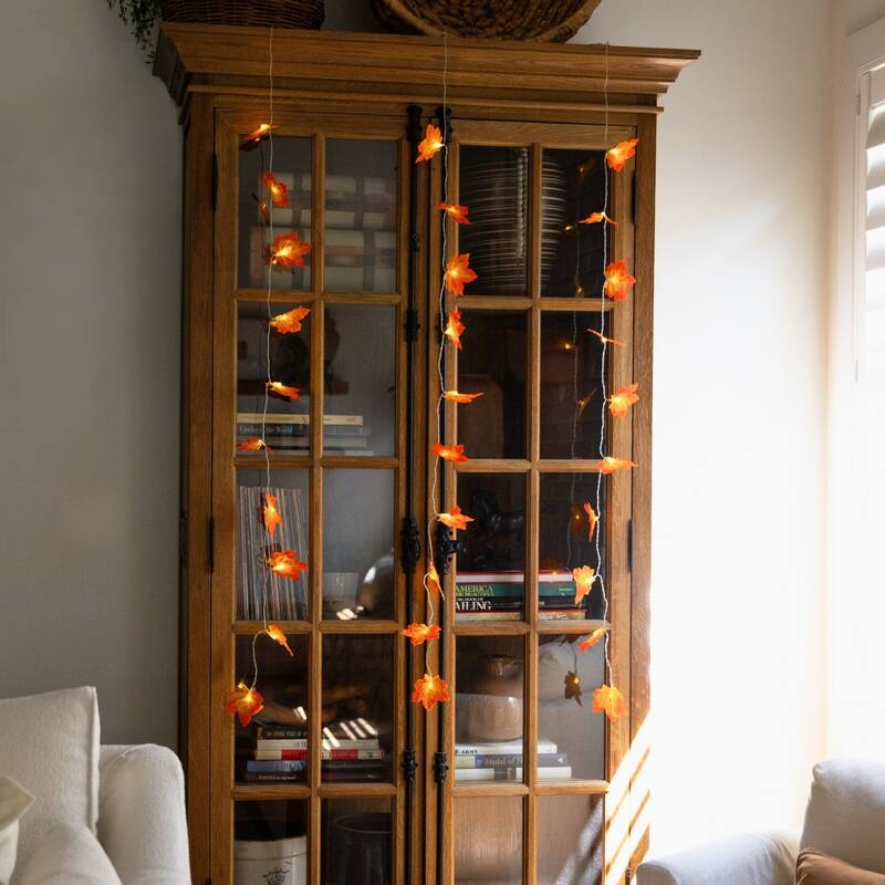 5-ft Pre-Lit Autumn Maple Leaf Artificial Fall Garland with 10 Lights
