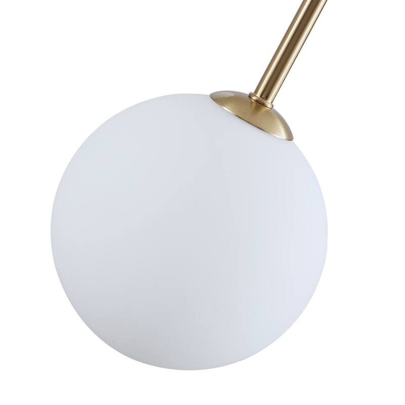 4 - Light Dimmable Sputnik Modern Linear Chandelier with White Glass Shade - Brushed Gold