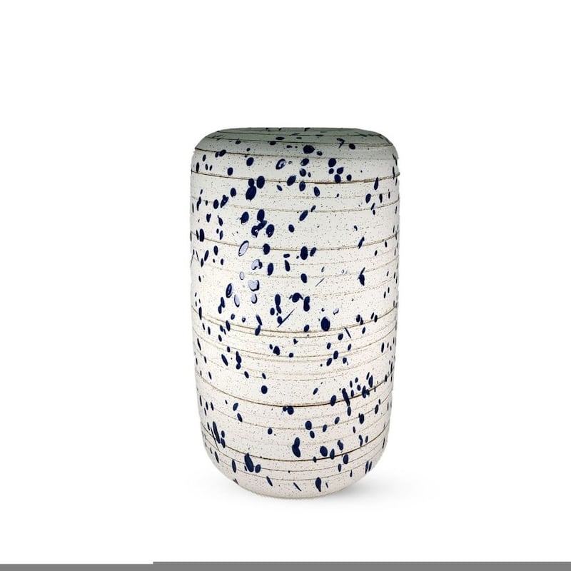 Blue Splatter Cylindrical Ceramic Vase