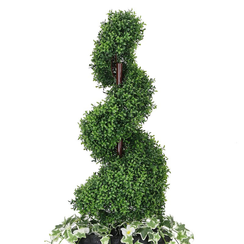 Puleo International 52" Topiary Spiral Boxwood Artificial Tree