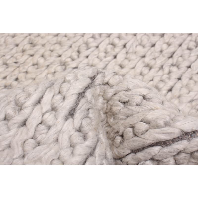 ECARPETGALLERY Braid weave Sienna Silver Wool Rug - 4'0 x 6'0