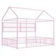 preview thumbnail 46 of 58, Metal Floor Bed House Bed Frame with Fence and Storage Shelves