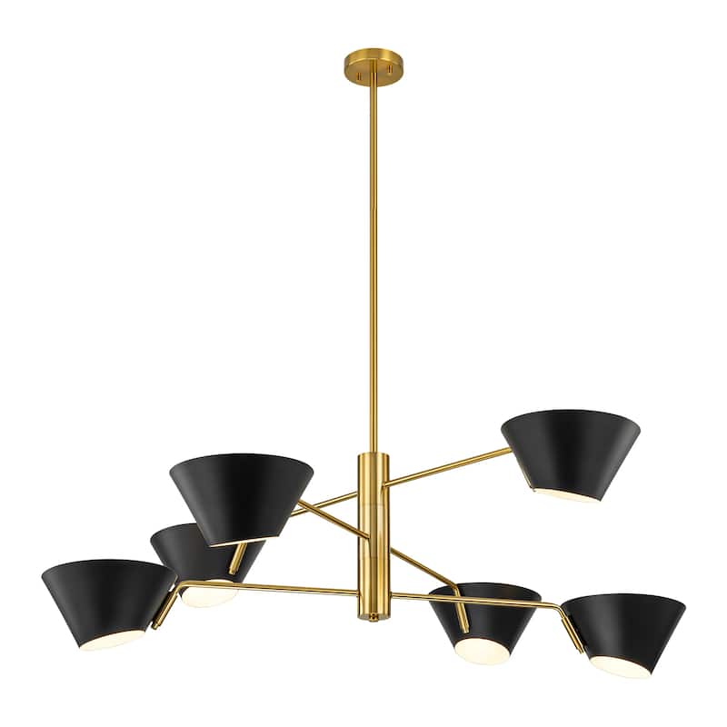 4/6-Light Mid-Century Modern Linear Sputnik Large Chandelier for Living Room 2/3-Tiered Industrial Cone Pendant Lighting